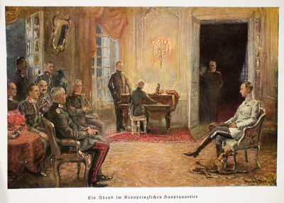 William, Crown Prince of Germany listening to a piano recital at his headquarters by William Friedrich Georg Pape